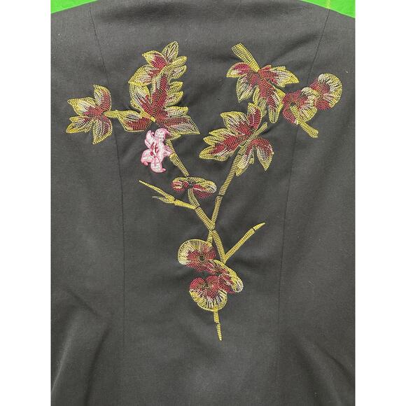 Peter Nygard Embroidered Floral Black Blazer Jacket Size 8 - Picture 5 of 11